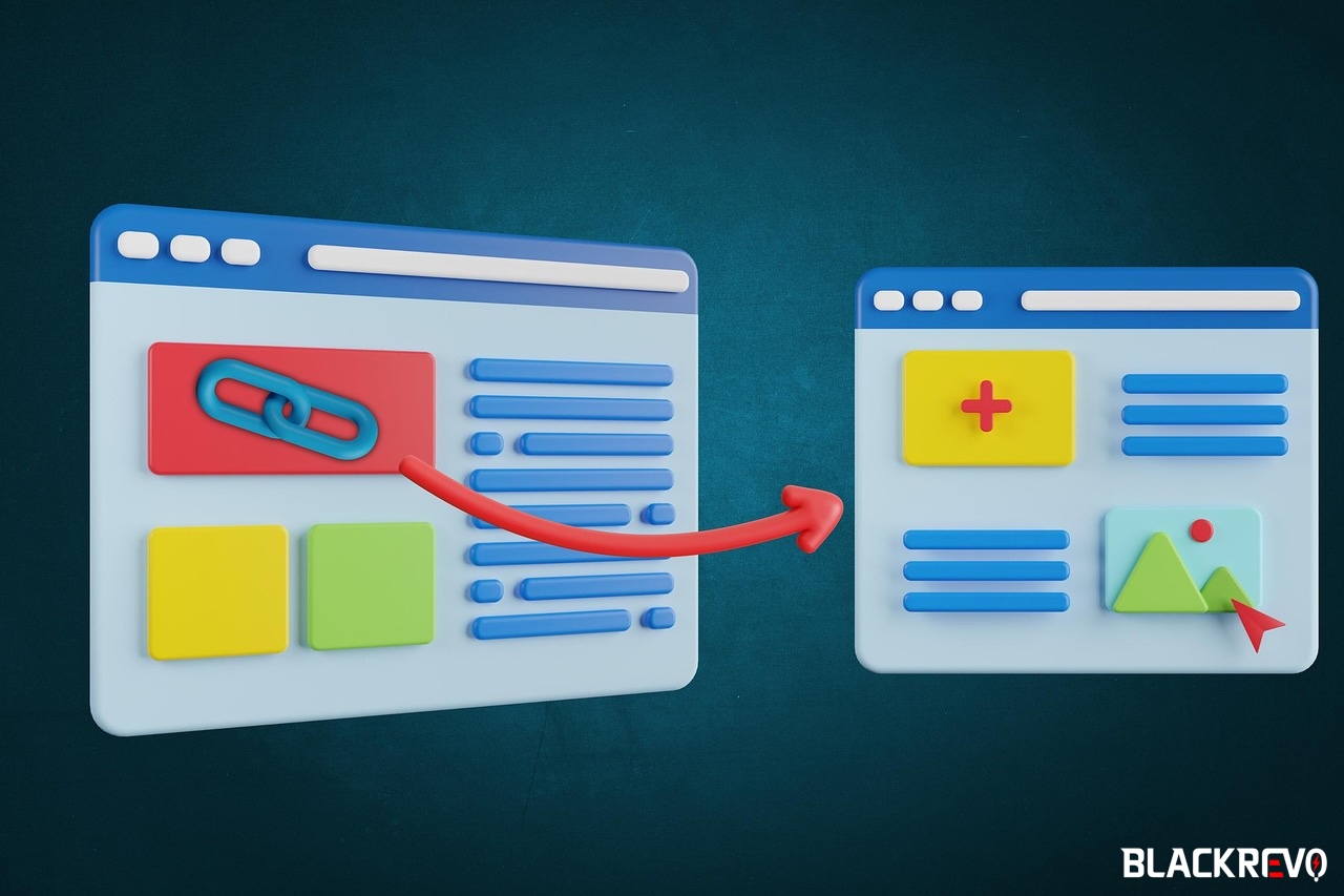 illustration showing how backlinks work between two web pages